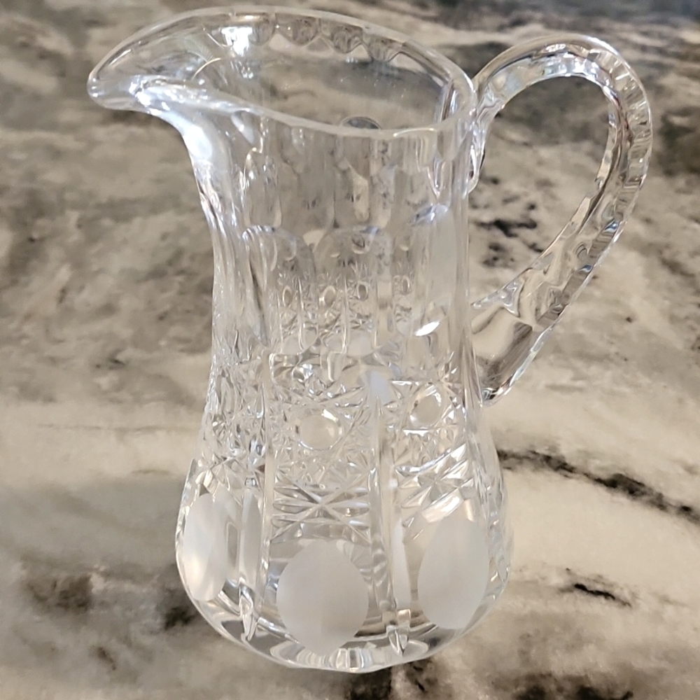 Vintage Heavy Crystal Pitcher /Vase 6" Tall